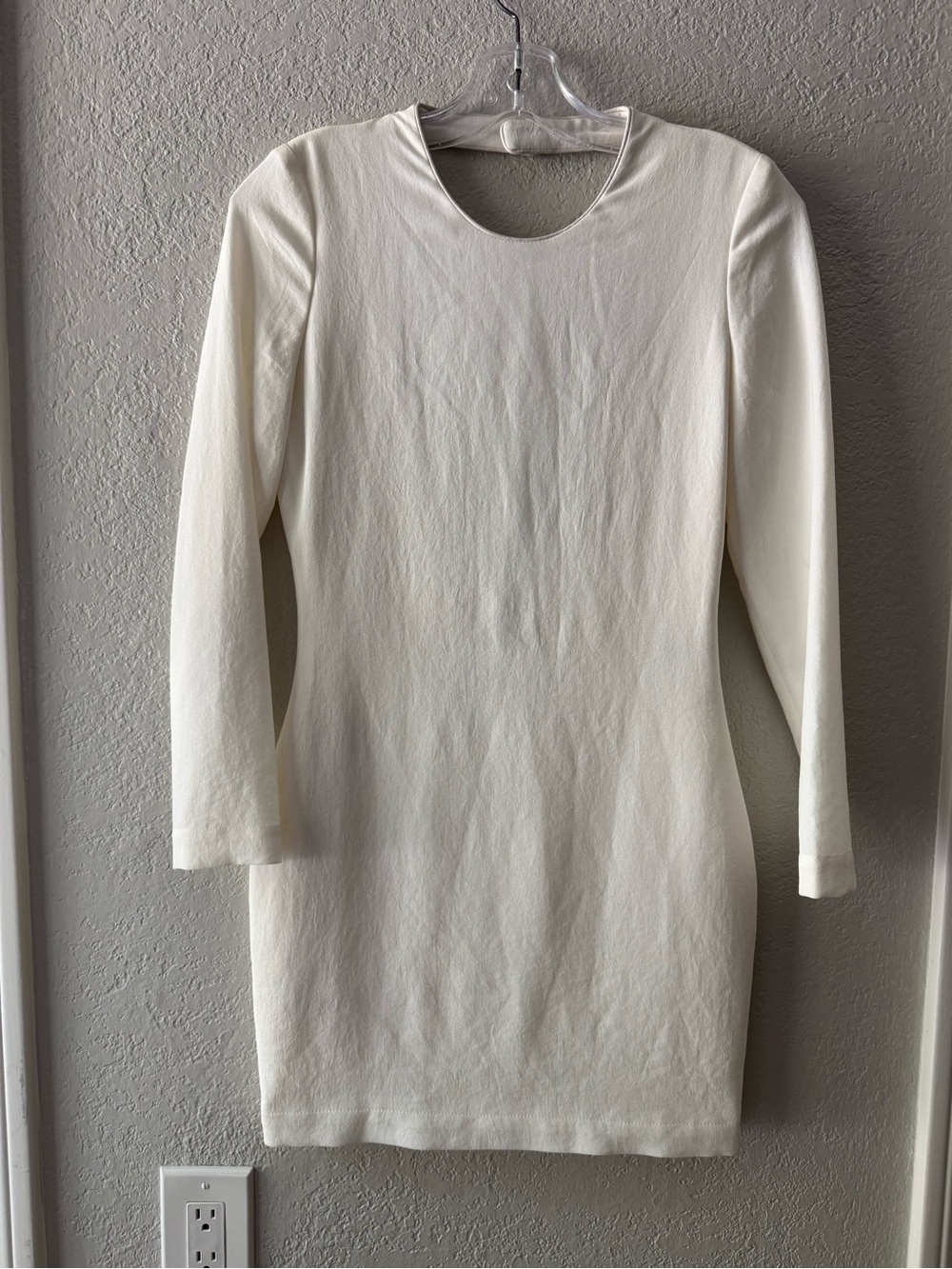 NEW Iro Gaia White Long Sleeve Leather Trim Backless Dress 36 XS 2 4